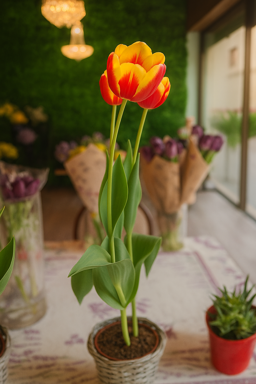 Tulipas en un ambiente floral